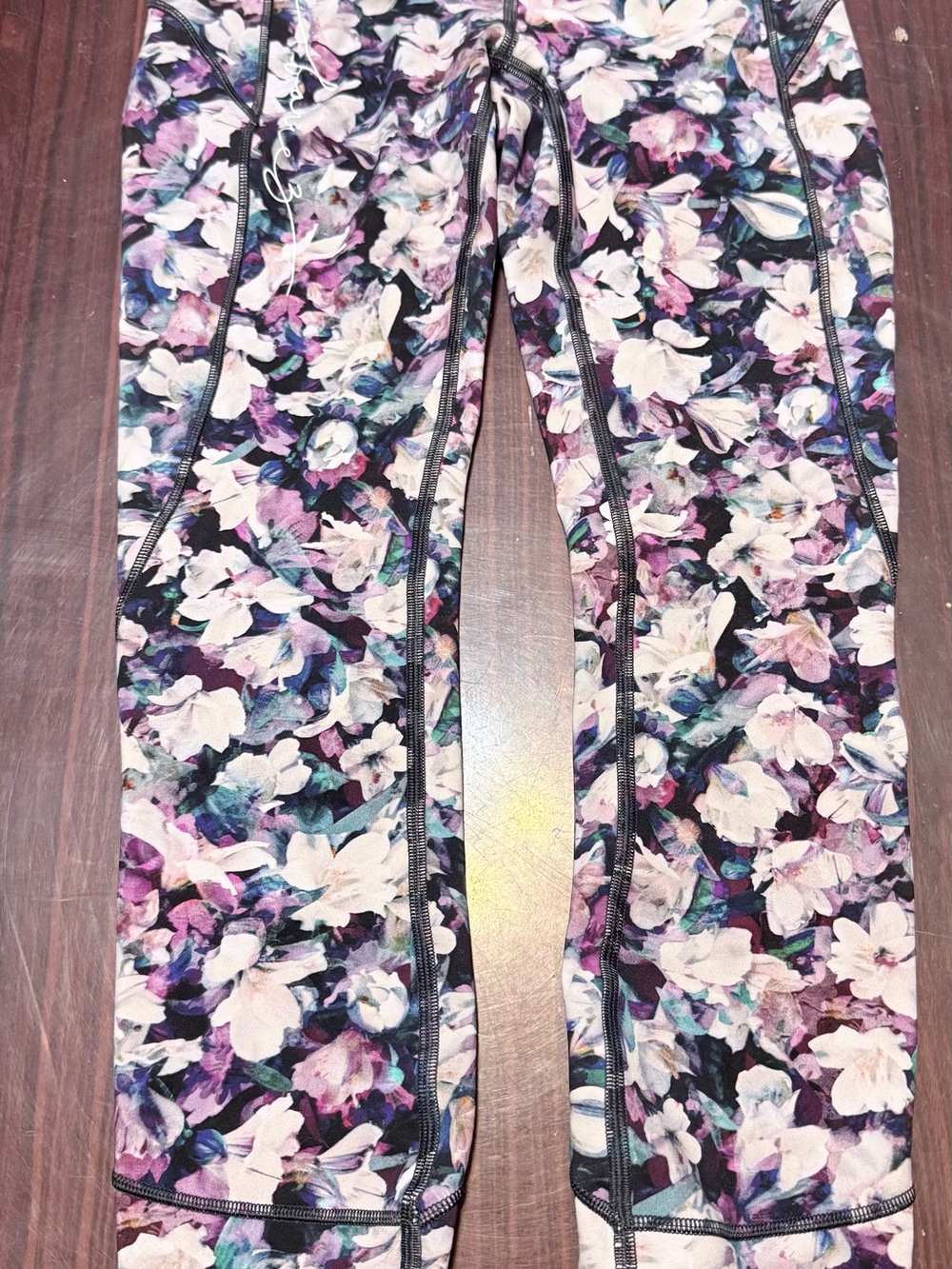 lululemon athletica Floral Print Leggings - Purple, White, Black